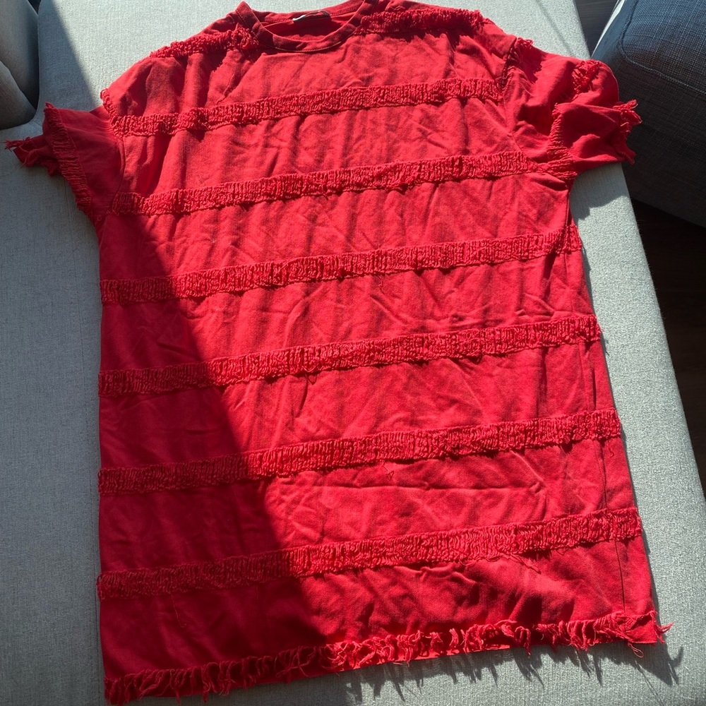 T-shirt dress with ruffles